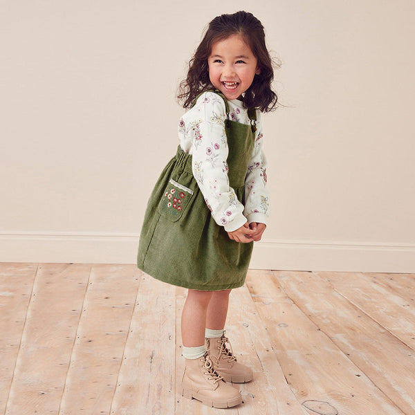 Floral Pattern Hoodie & Strap Dress Fashion Sets